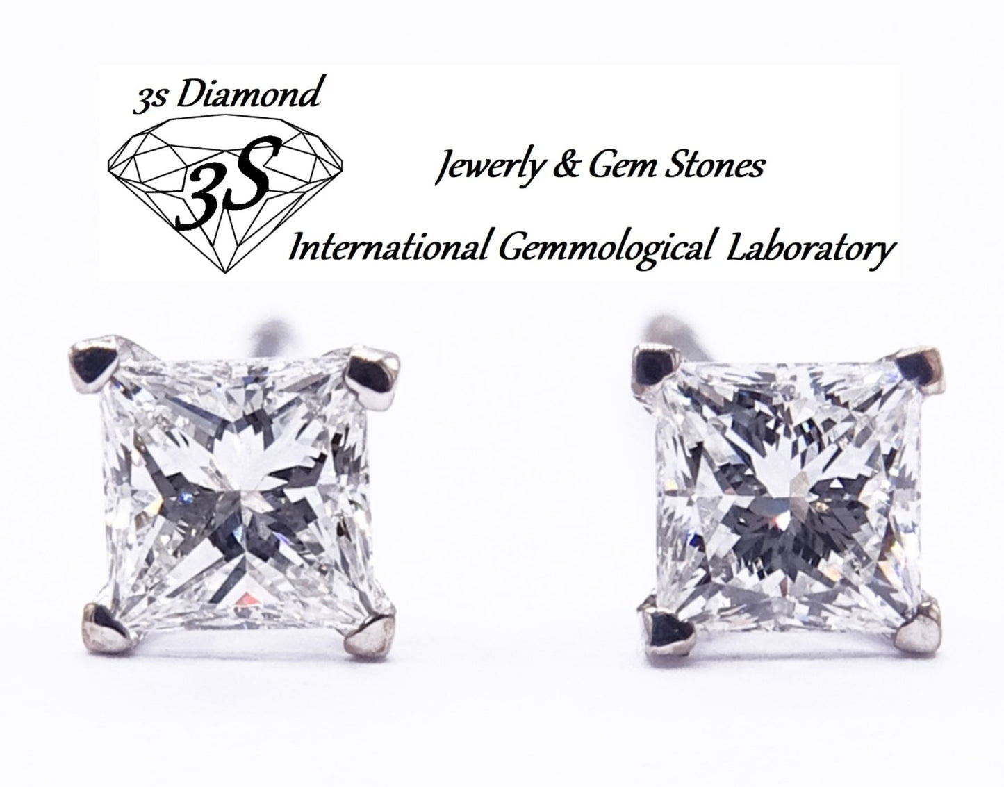 orecchini punto luce in oro bianco 18k e 2 diamanti naturali taglio princess 1,00 ct