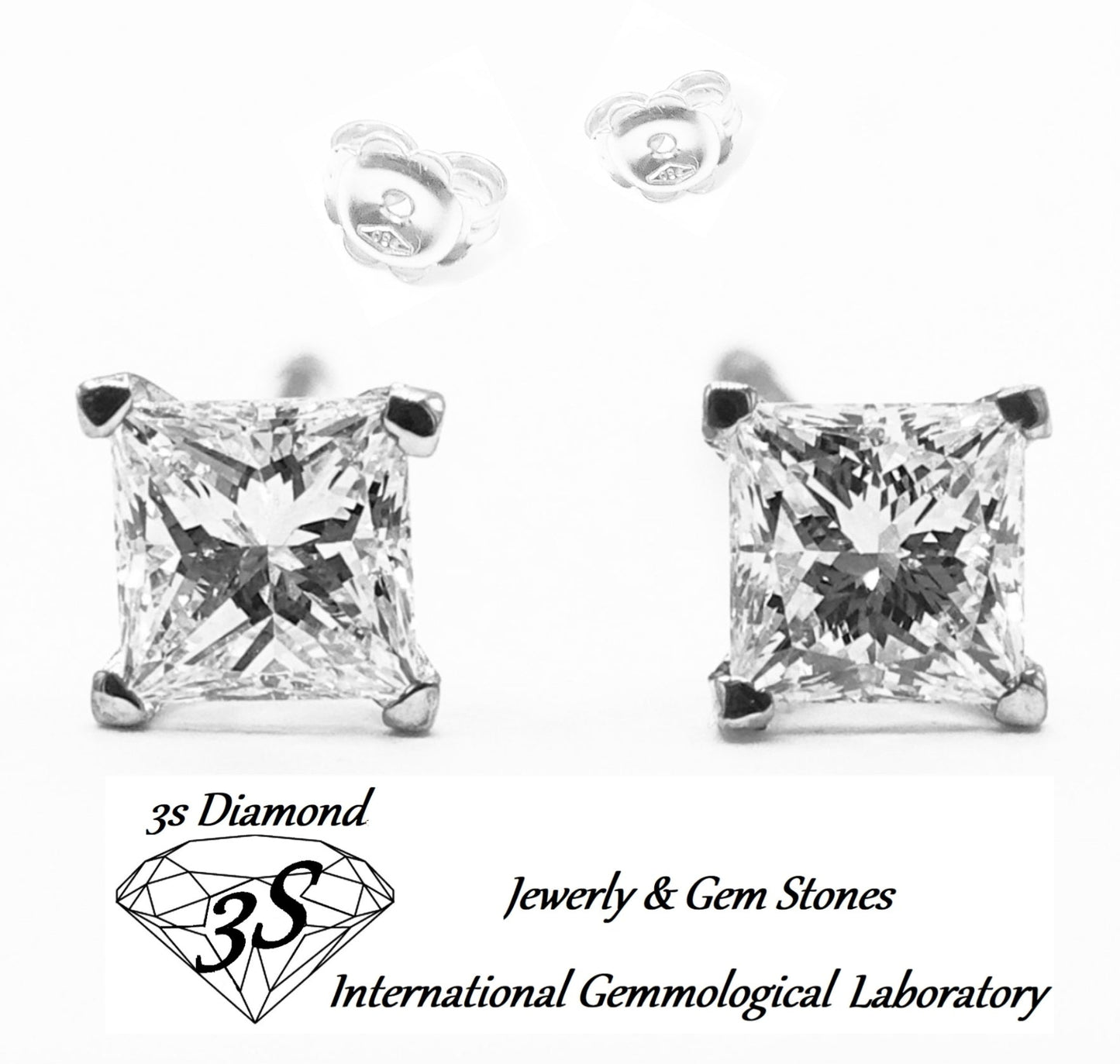 orecchini punto luce in oro bianco 18k e 2 diamanti naturali taglio princess 1,00 ct