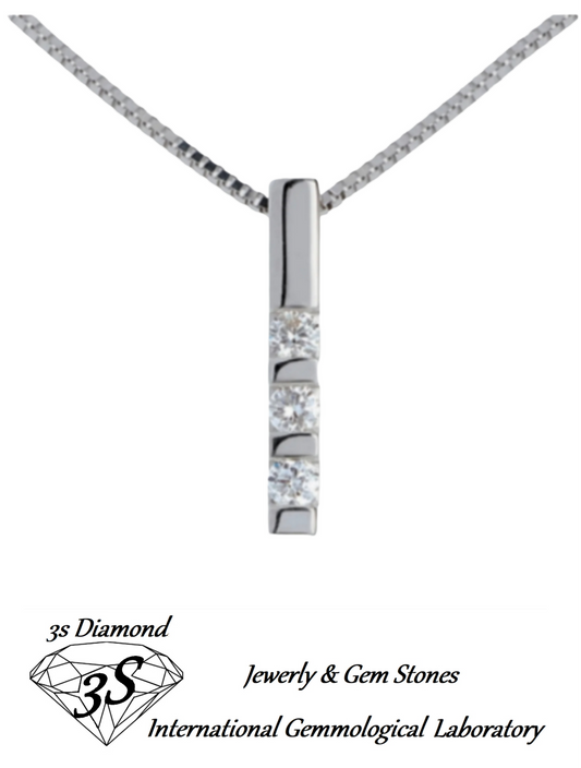 ciondolo trilogy in oro bianco 18k e 3 diamanti naturali 0,60 ct