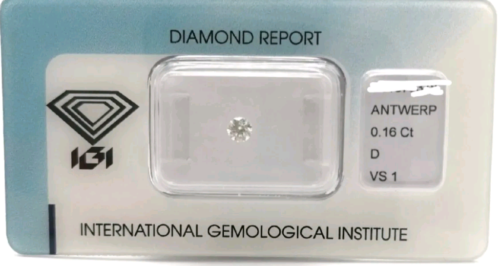 IGI-zertifizierter natürlicher Diamant 0,16 ct D VS1