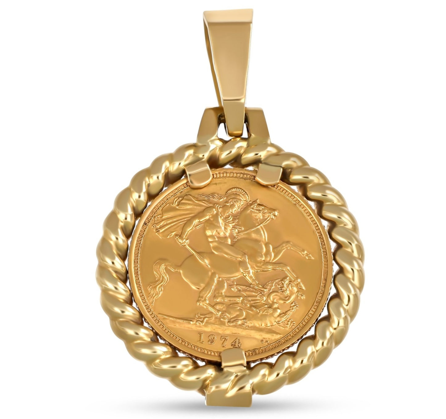 Ciondolo in oro con sterline oro 22k ELIZABETHA II incastonata