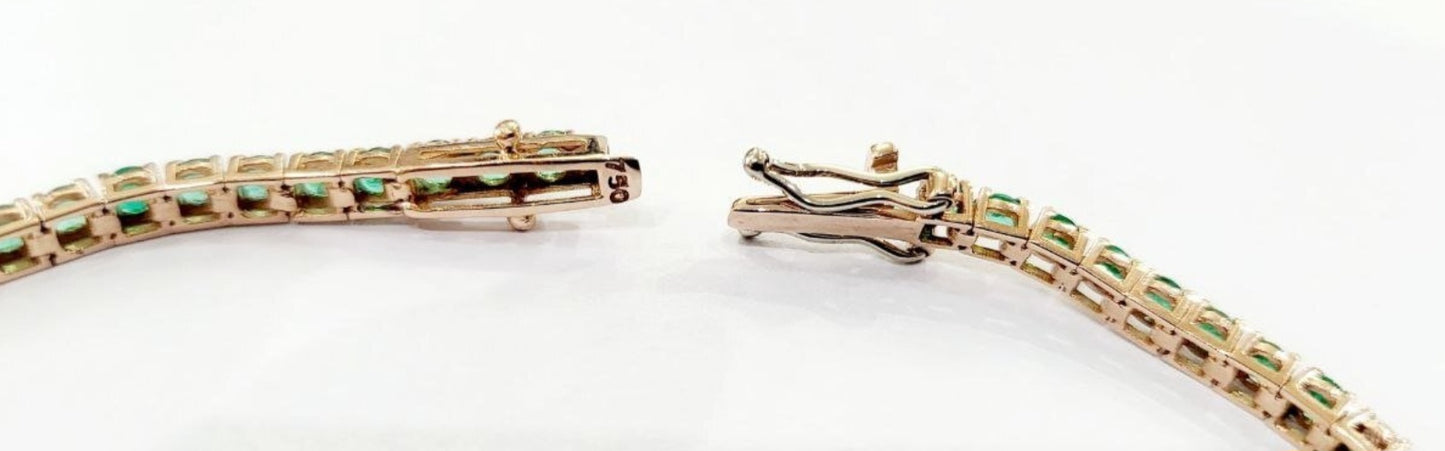 Bracciale tennis in oro con smeraldo e diamanti naturali 10.08 ct