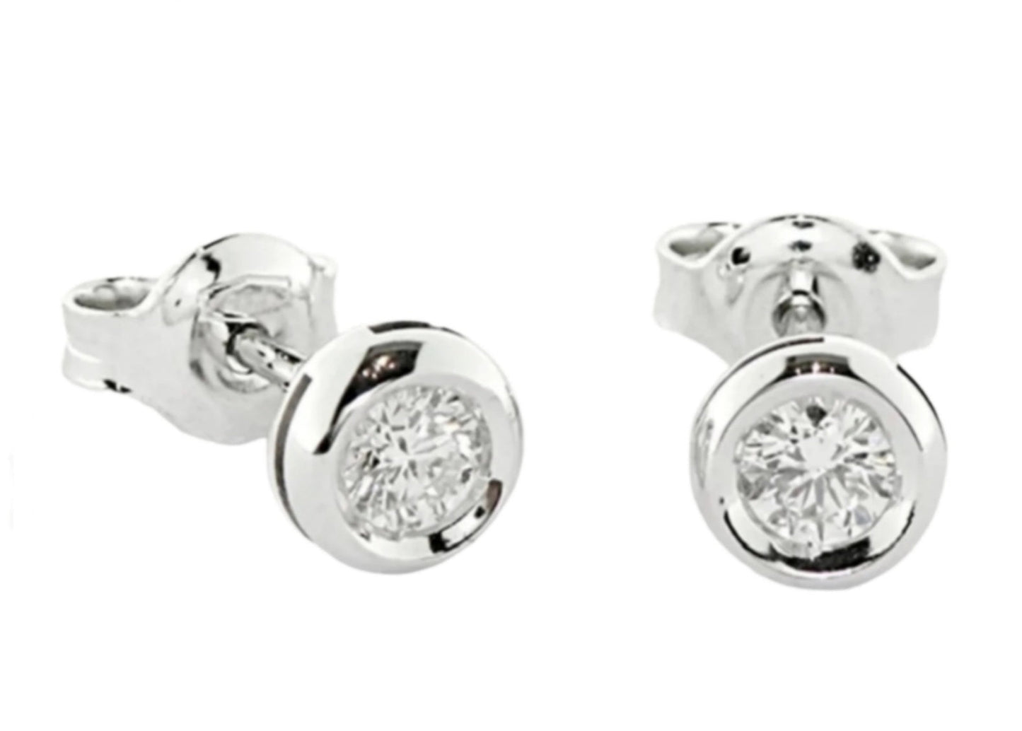 orecchini punto luce a cipollina in oro bianco 18k e 2 diamanti naturali 0,20ct