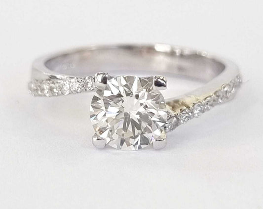 Anello di fidanzamento - 18 carati Oro bianco - 0.76 ct. tw. Diamante (N