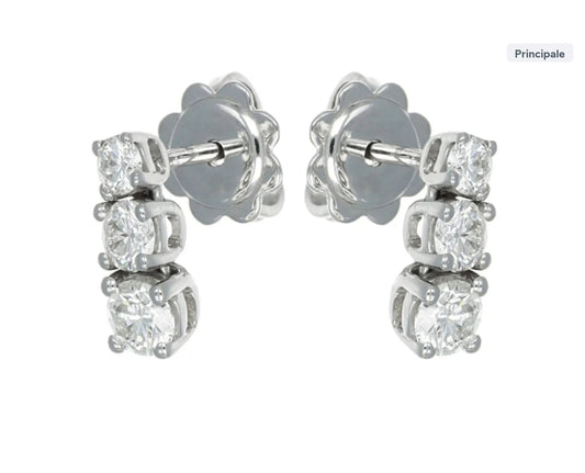 Orecchini punto luce trilogy in oro bianco e diamanti naturali 0.80ct