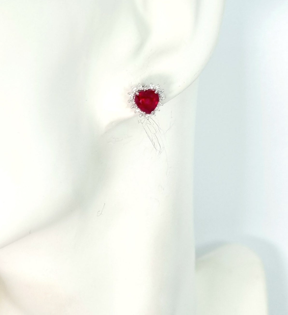 Orecchini - 18 carati Oro bianco rubino Diamante