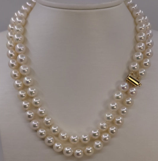 Collana in oro 18k e perle naturale akoya 9mm
