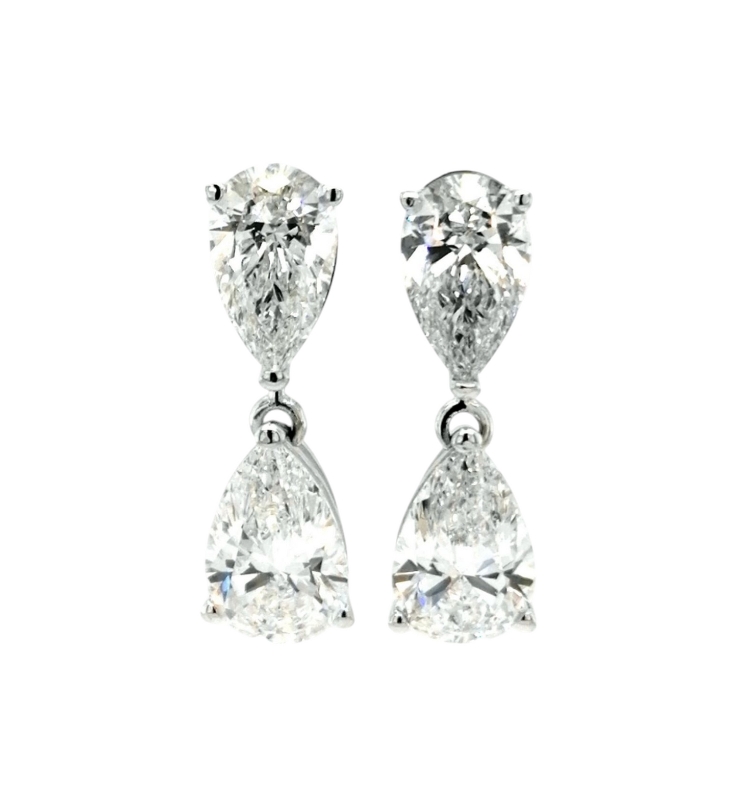 Orecchino punto luce in oro bianco 18k e diamanti naturali taglio gocce 2.00ct