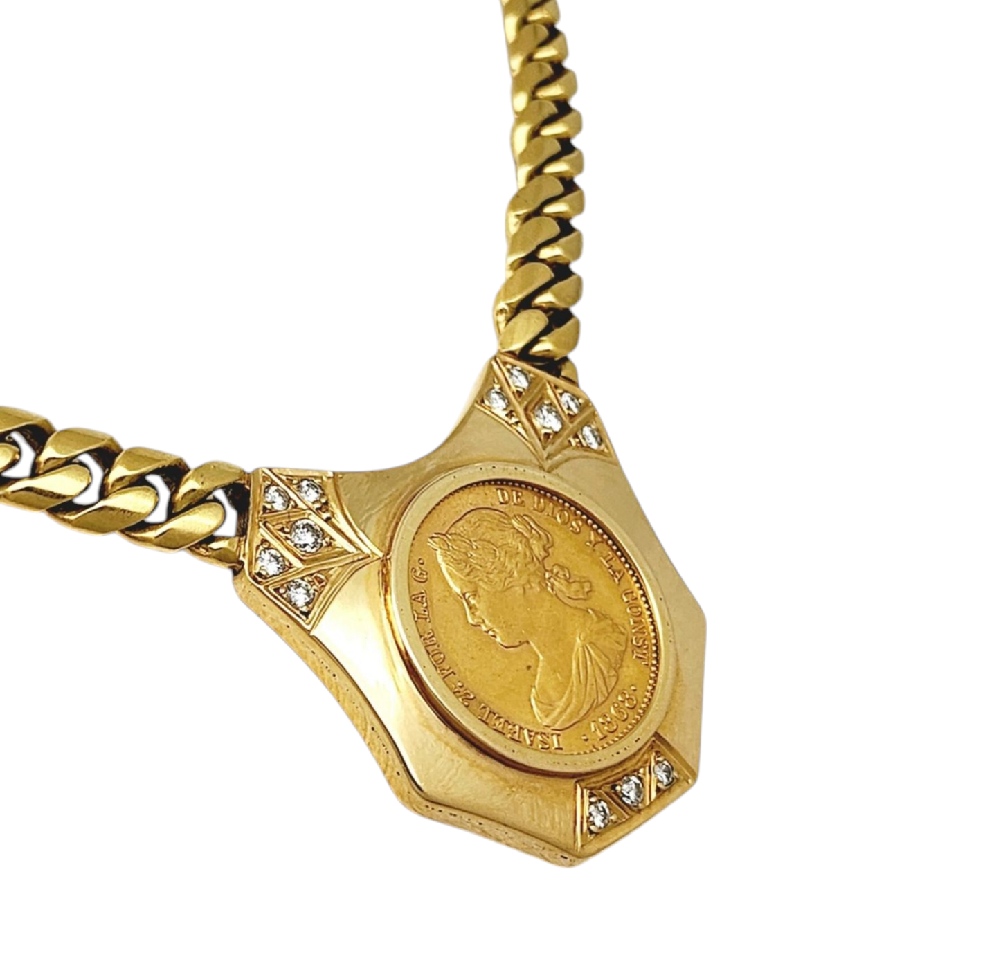 Collana in oro giallo 18k  con diamanti naturali 0.81 ct e sterline d'o