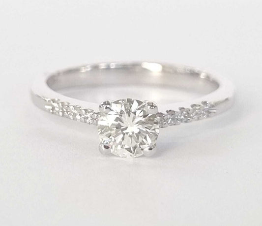 Anello fidanzamento in oro bianco 18k e diamanti naturali certificato 0.54ct