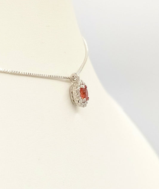 Collana in oro bianco 18k e diamanti naturali e zaffiro naturale 1.20ct