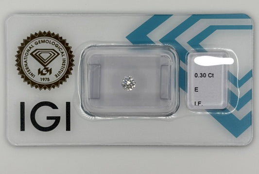 Diamante naturale certificato IGI 0.30ct E IF