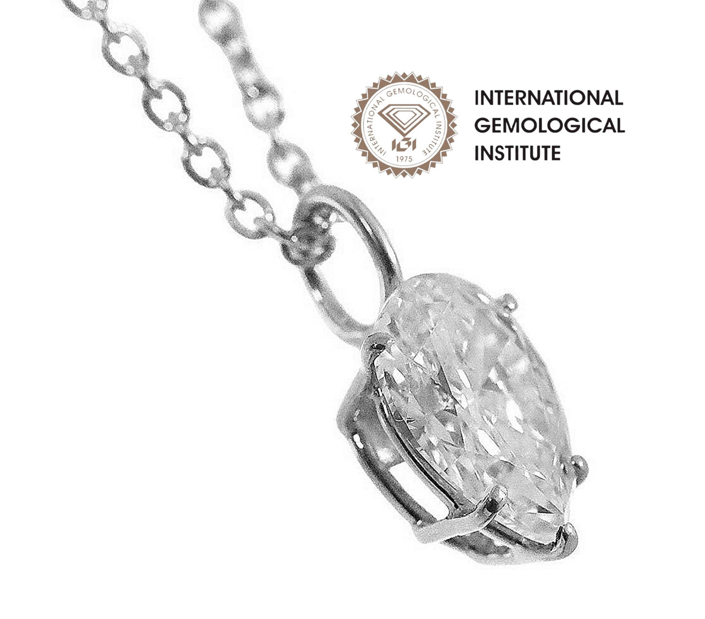 Collana in oro 18k e diamante naturale pera certificato IGI 0.50ct D IF