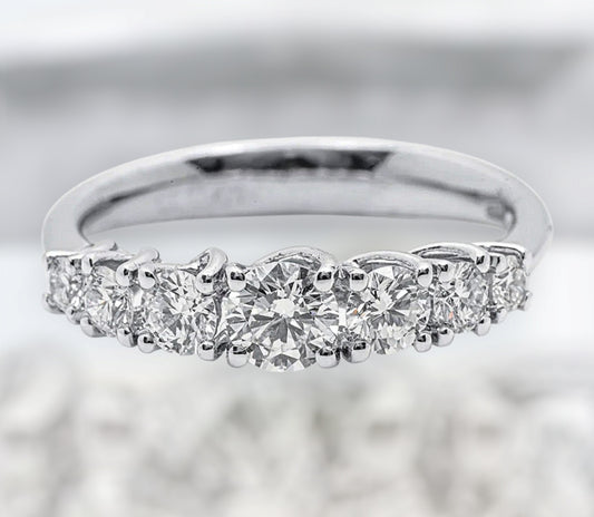 Anello riviera  in oro bianco 18k con diamanti naturali 1.40ct