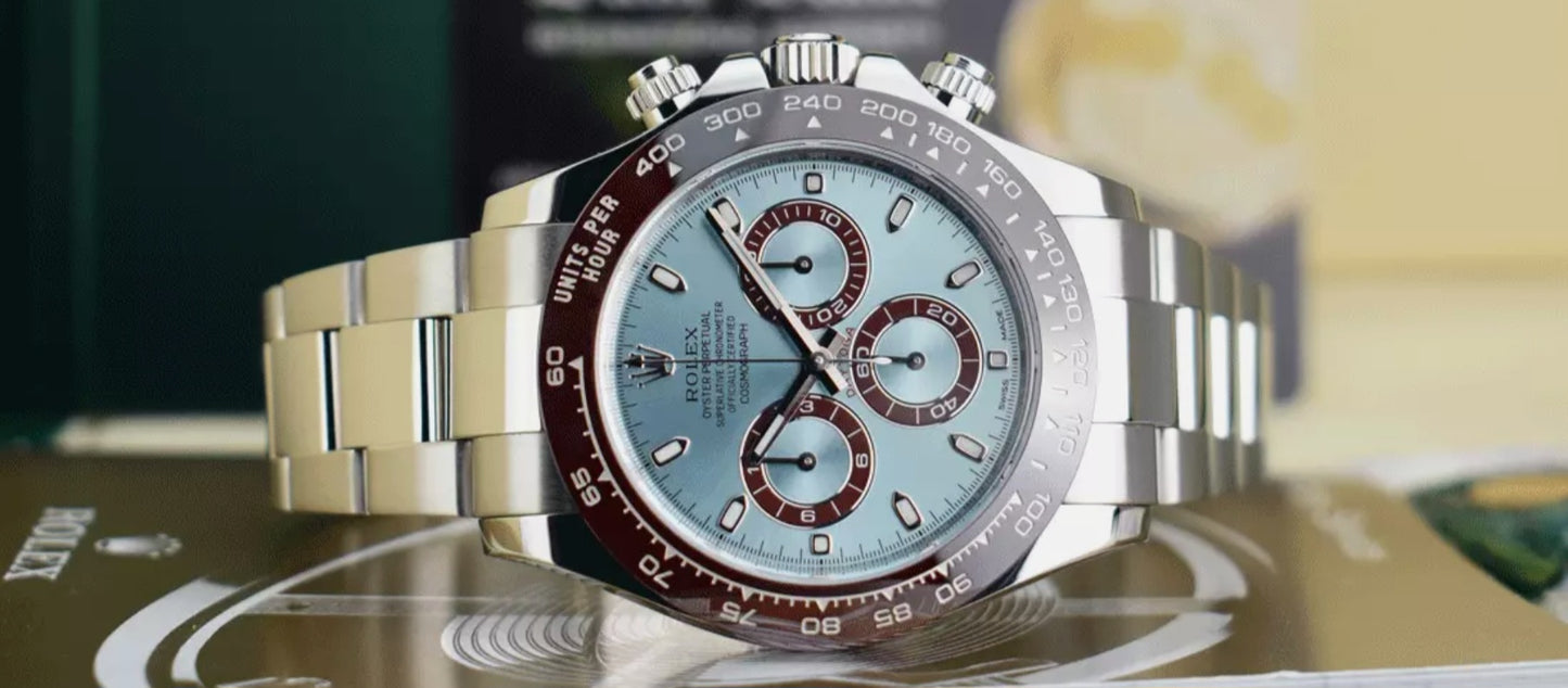 ROLEX platino Daytona- Lunetta in ceramica quadrante blu ghiaccio 11650
