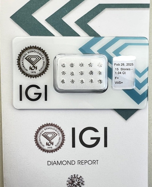 15 pezzi diamanti naturali certificato IGI 1.04ct