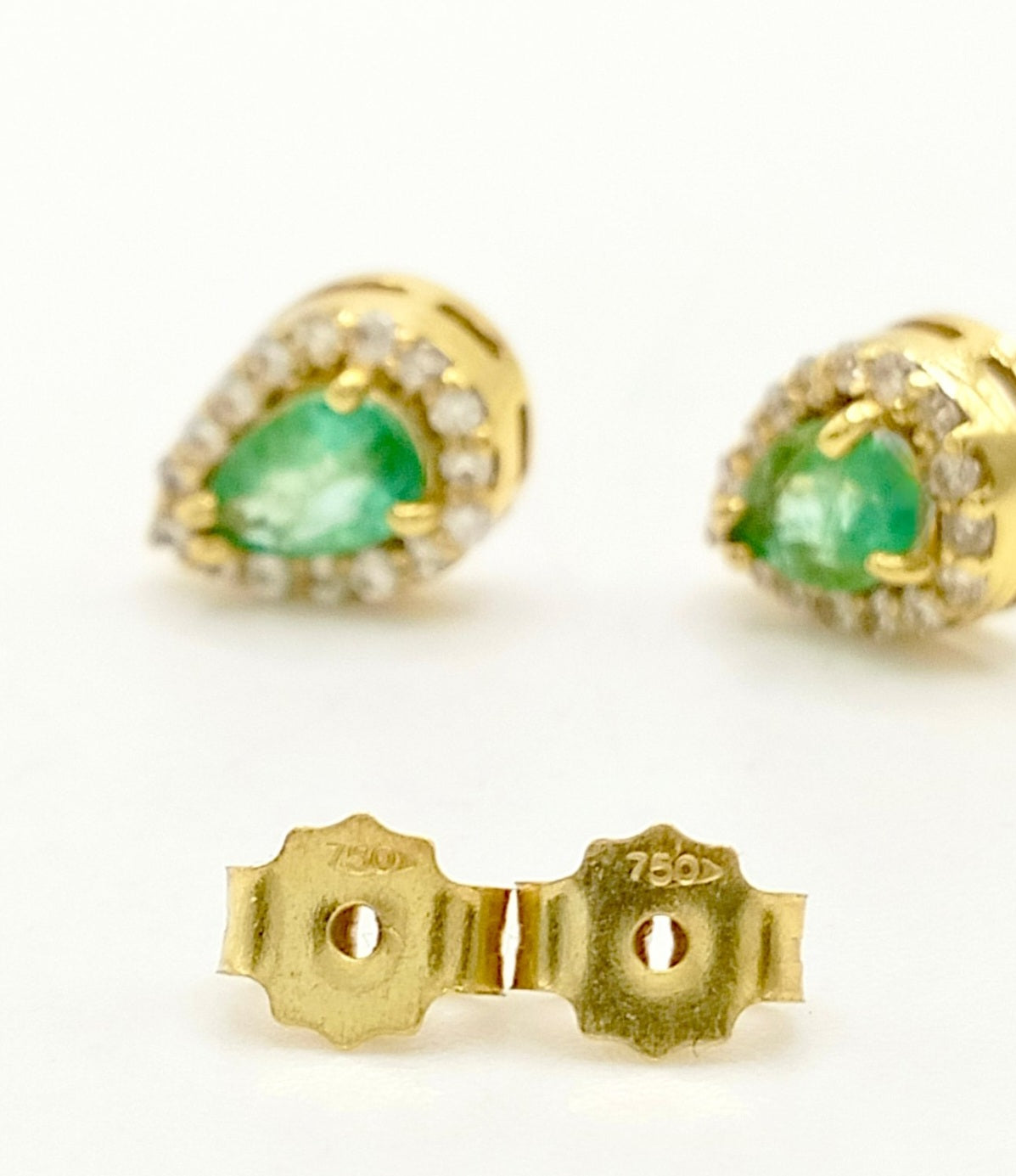 Orecchini - 18 carati Oro giallo smeraldo- Diamante