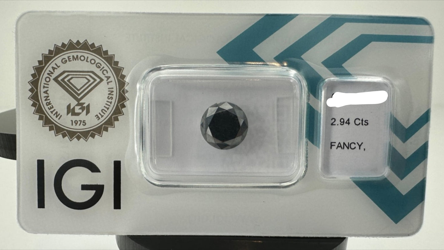 Diamante naturale certificato IGI black 2.94 ct