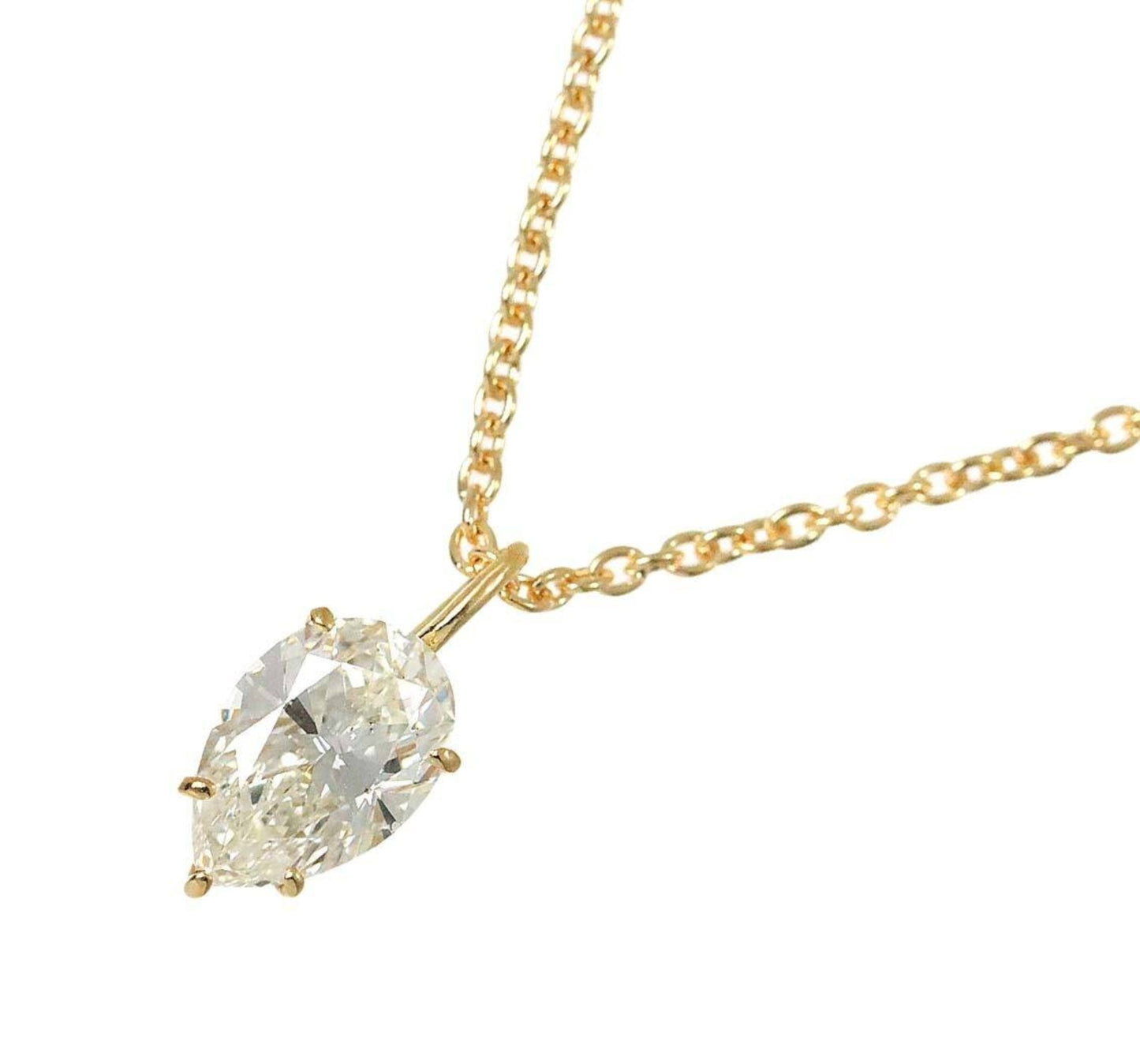Collana in oro 18k e diamante naturale pera certificato IGI 1.00ct D IF