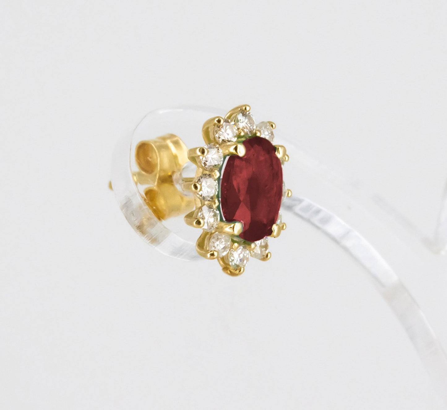 Orecchini - 18 carati Oro giallo rubino Diamante