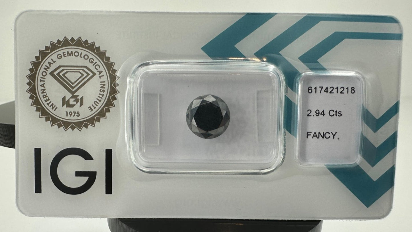 Diamante naturale certificato IGI black 2.94 ct