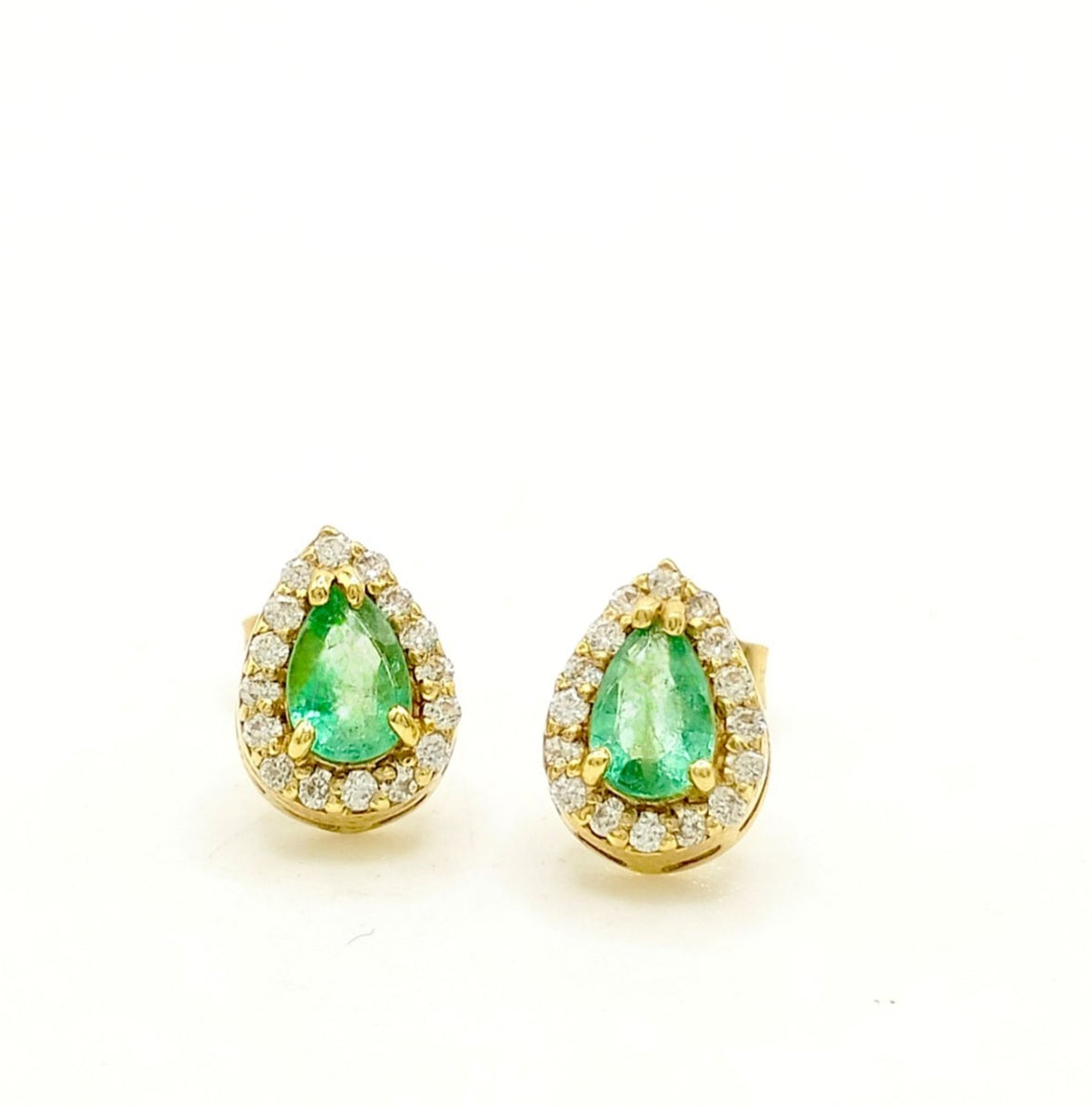 Orecchini - 18 carati Oro giallo smeraldo- Diamante