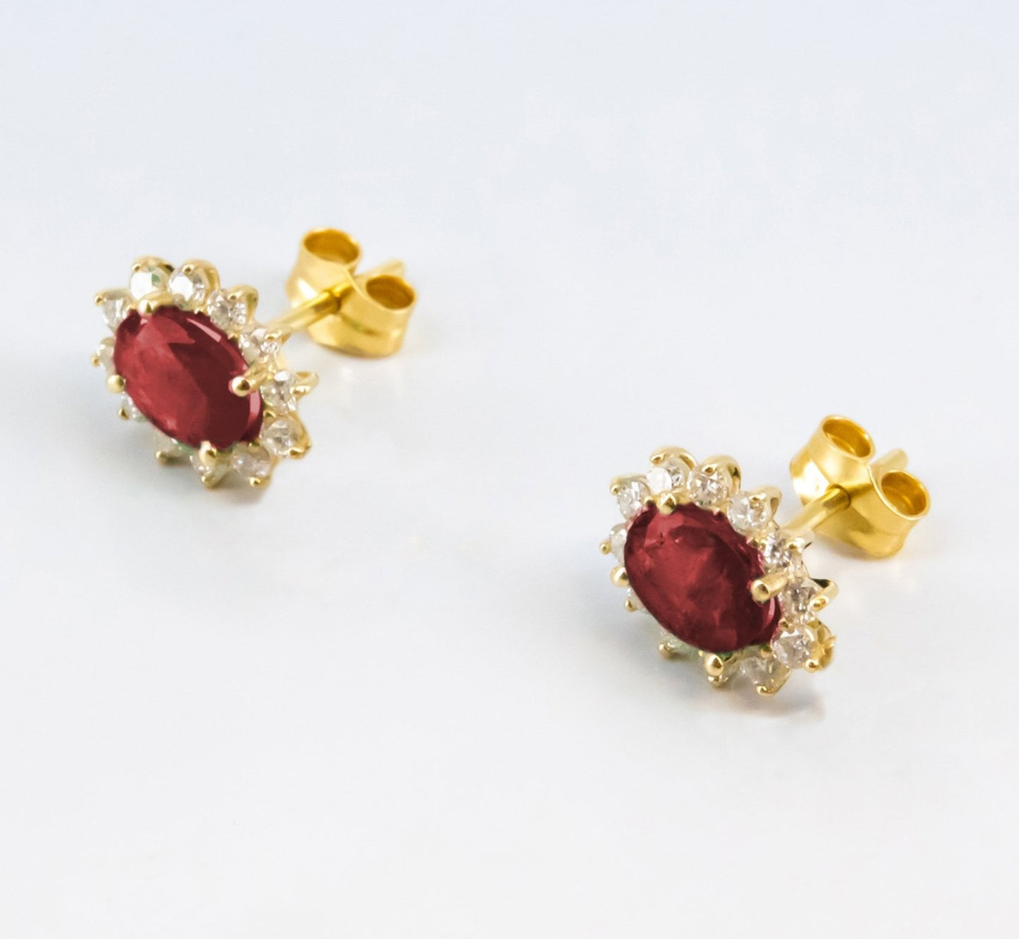 Orecchini - 18 carati Oro giallo rubino Diamante