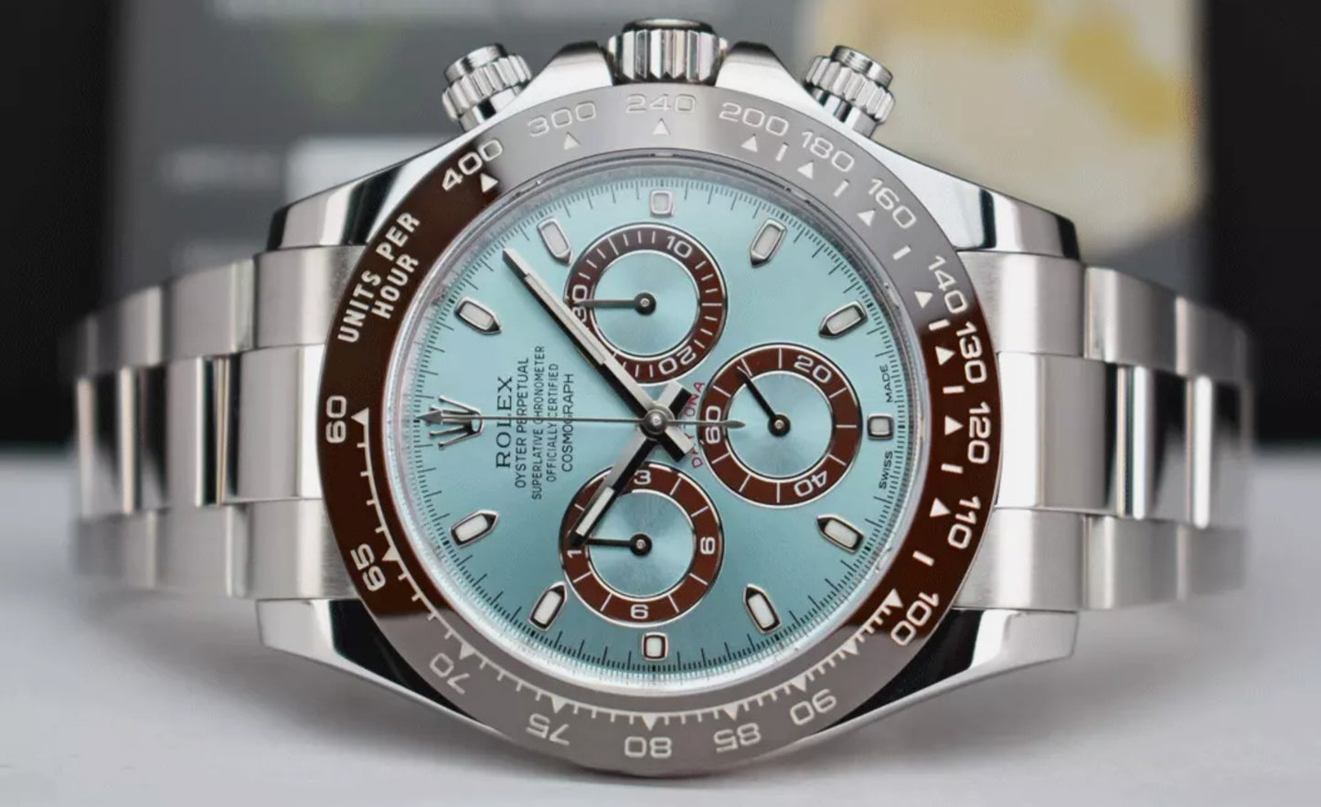 ROLEX platino Daytona- Lunetta in ceramica quadrante blu ghiaccio 11650