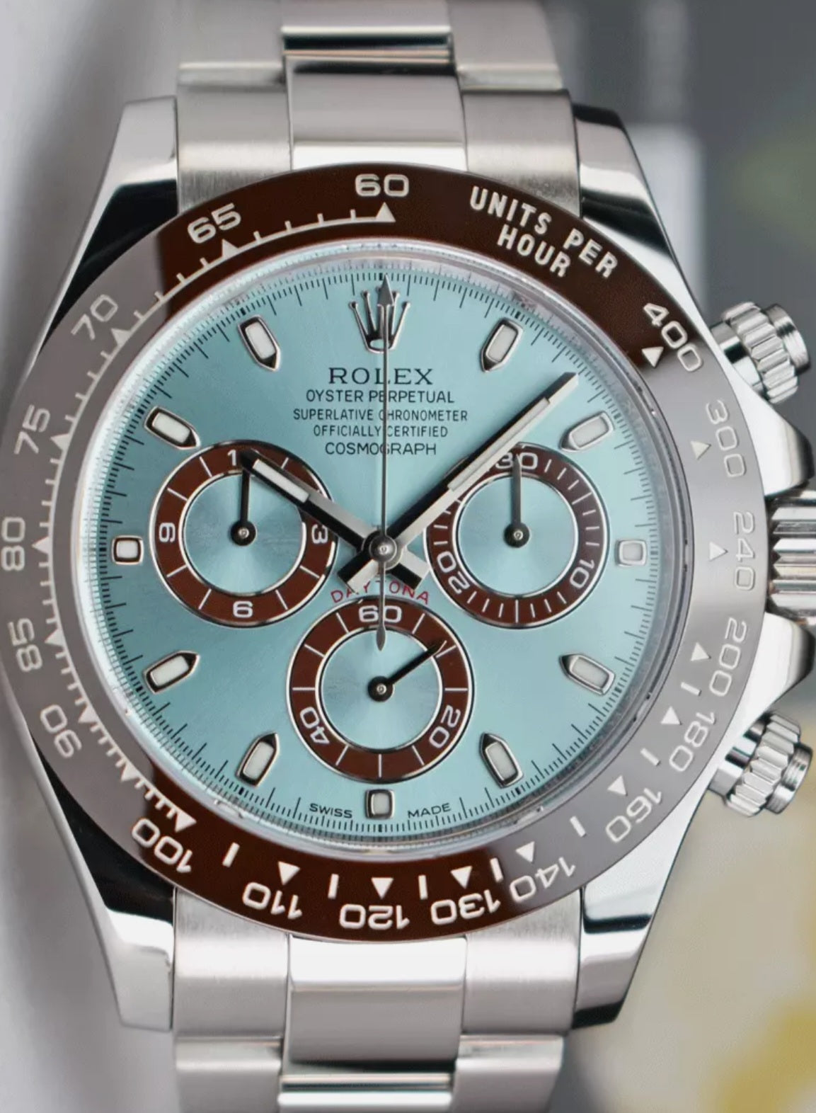 ROLEX platino Daytona- Lunetta in ceramica quadrante blu ghiaccio 11650