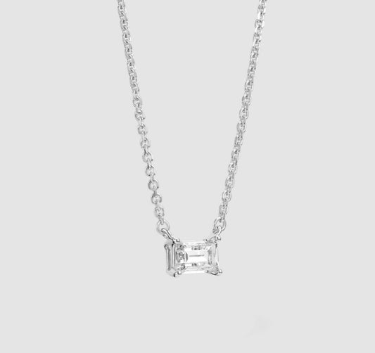 Collana punto luce in oro e diamante naturale smeraldo 0.22ct