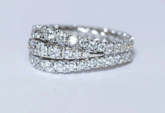 Anello riviera  in oro bianco 18k con diamanti naturali 2.00 ct