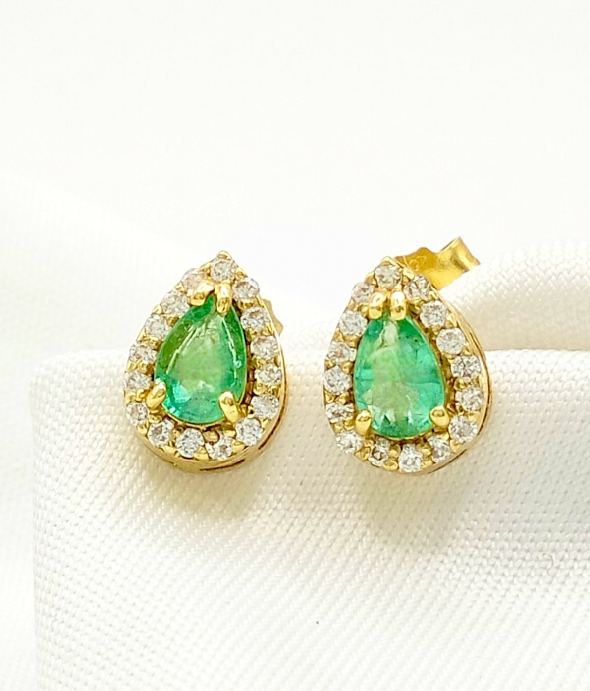 Orecchini - 18 carati Oro giallo smeraldo- Diamante