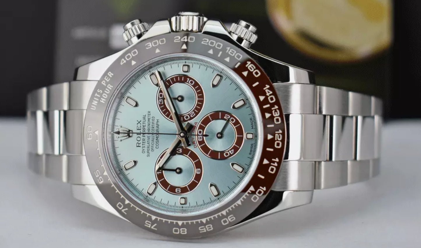 ROLEX platino Daytona- Lunetta in ceramica quadrante blu ghiaccio 11650