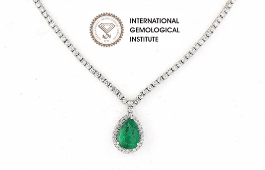 Collana tennis in oro e smeraldo e diamanti naturali 8.44 ct