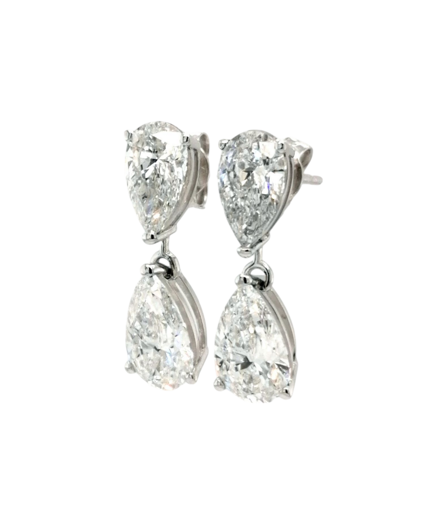 Orecchino punto luce in oro bianco 18k e diamanti naturali taglio gocce 2.00ct