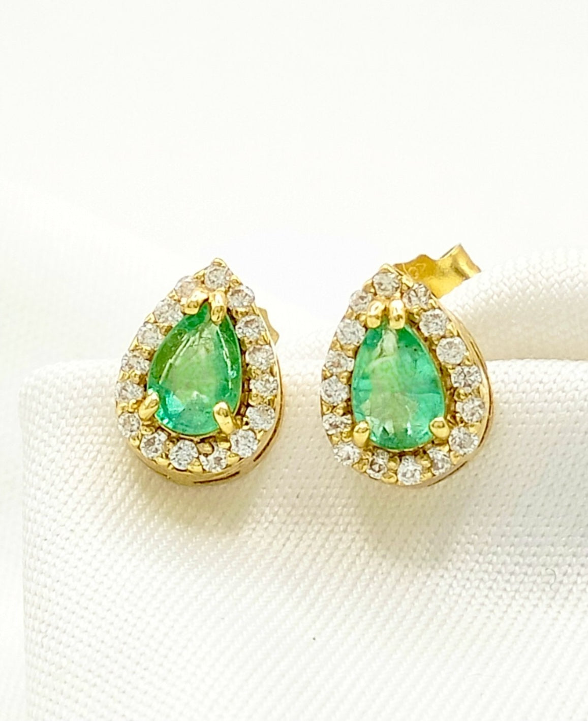 Orecchini - 18 carati Oro giallo smeraldo- Diamante
