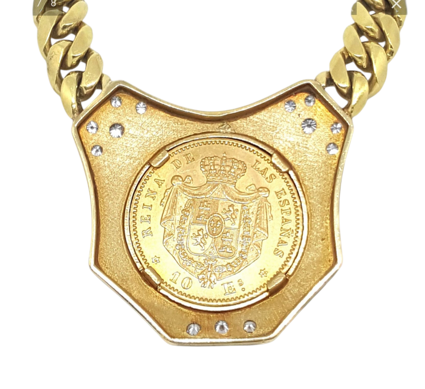 Collana in oro giallo 18k  con diamanti naturali 0.81 ct e sterline d'o