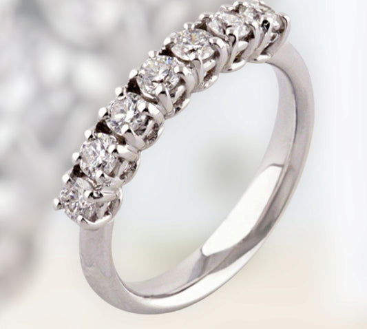 Anello riviera  in oro bianco 18k con diamanti naturali 1.12ct