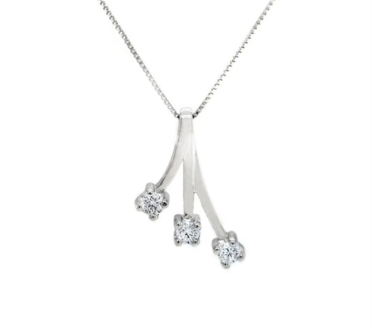 Collana trilogy in oro bianco 18k con diamanti naturali 0.15ct