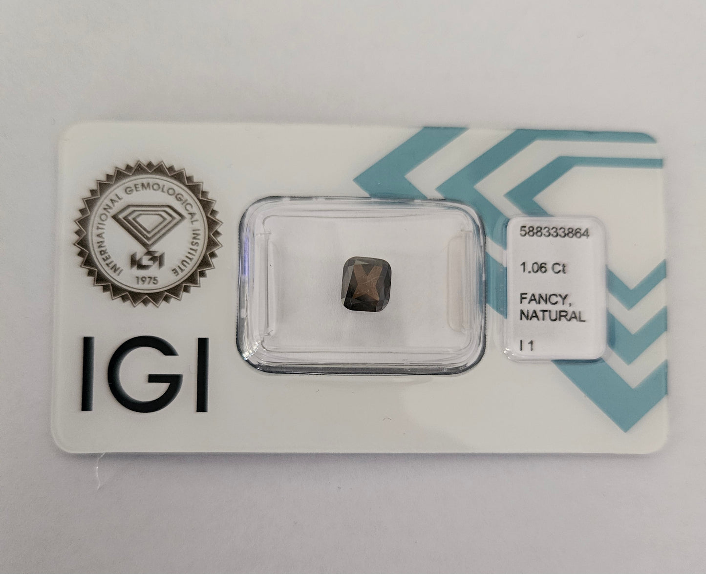 Diamante naturale certificato IGI cuscion fans 1.06 ct
