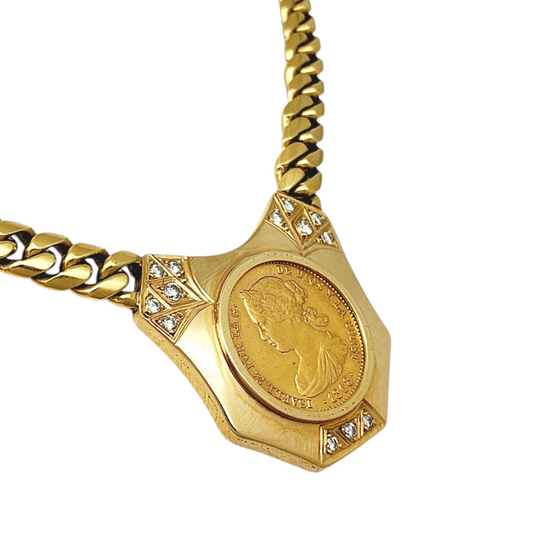 Collana in oro giallo 18k  con diamanti naturali 0.81 ct e sterline d'o
