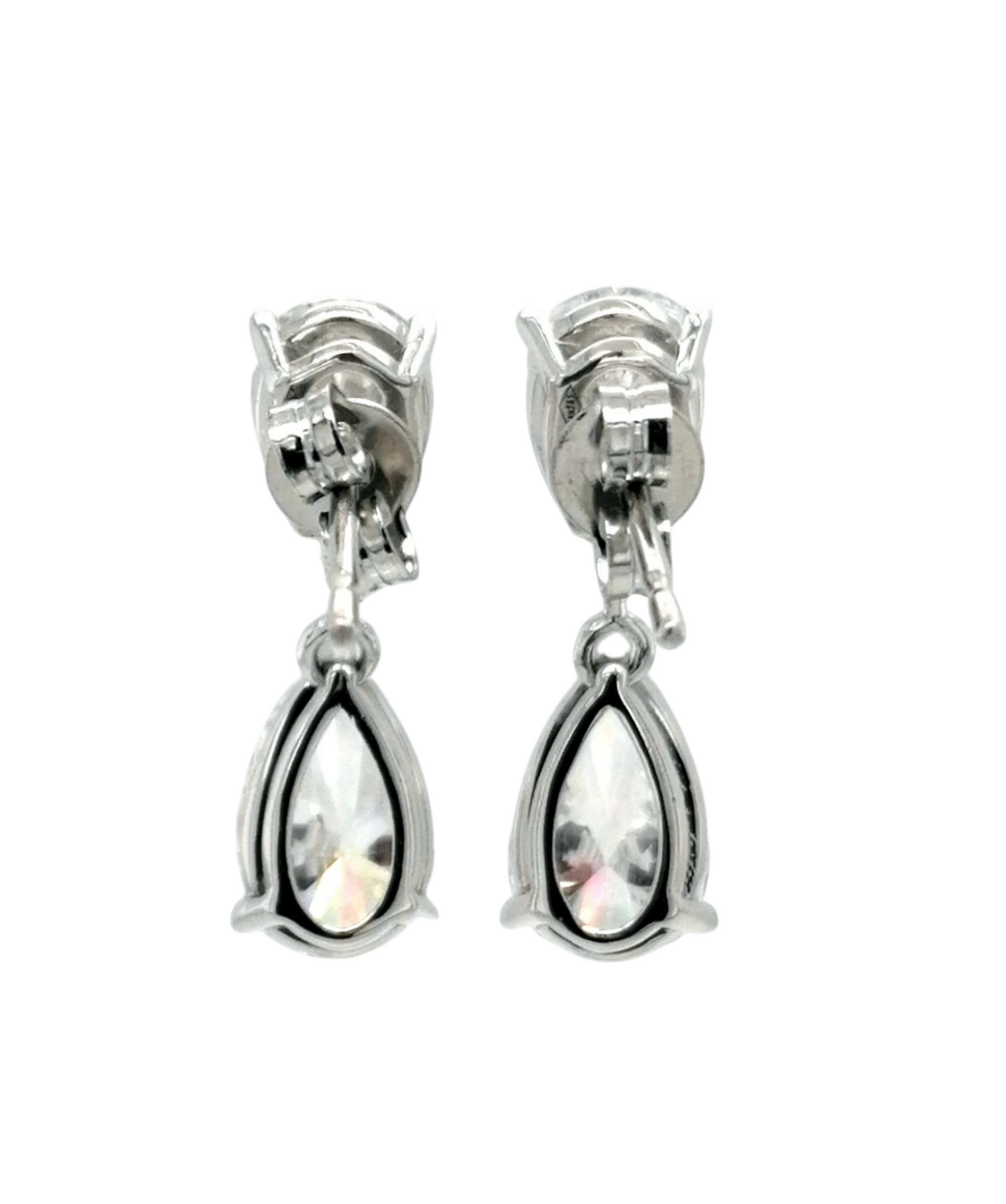 Orecchino punto luce in oro bianco 18k e diamanti naturali taglio gocce 2.00ct